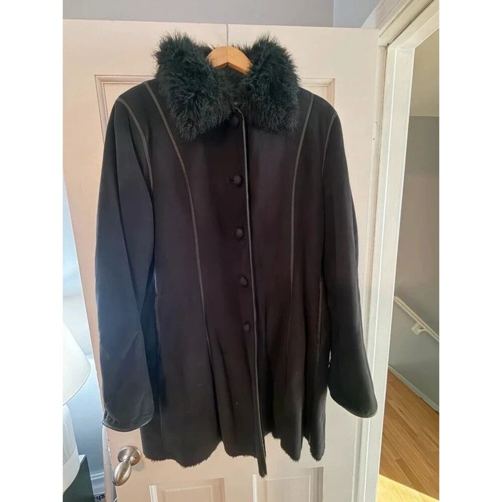 y2k anne klein size 12 faux shearling/suede coat